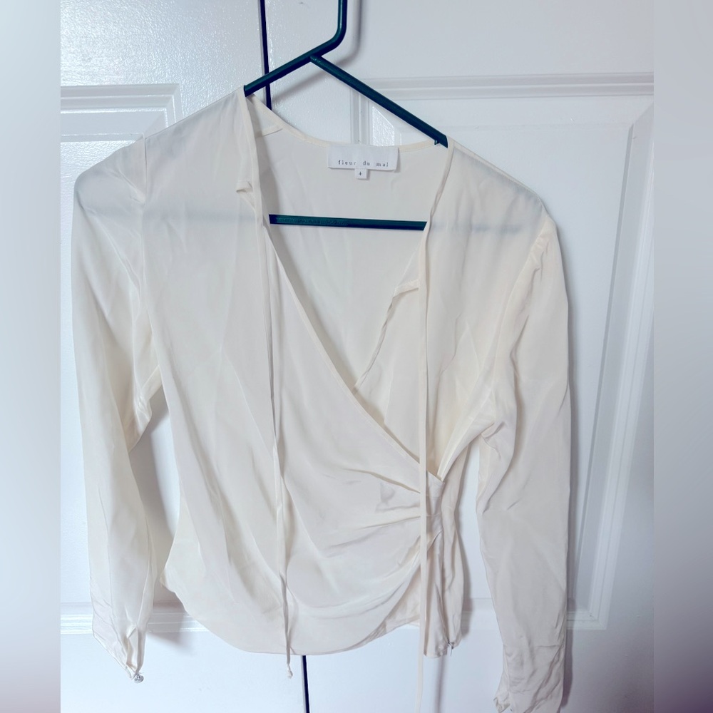 Fleur du Mal NWT Silk Cream Blouse S 4